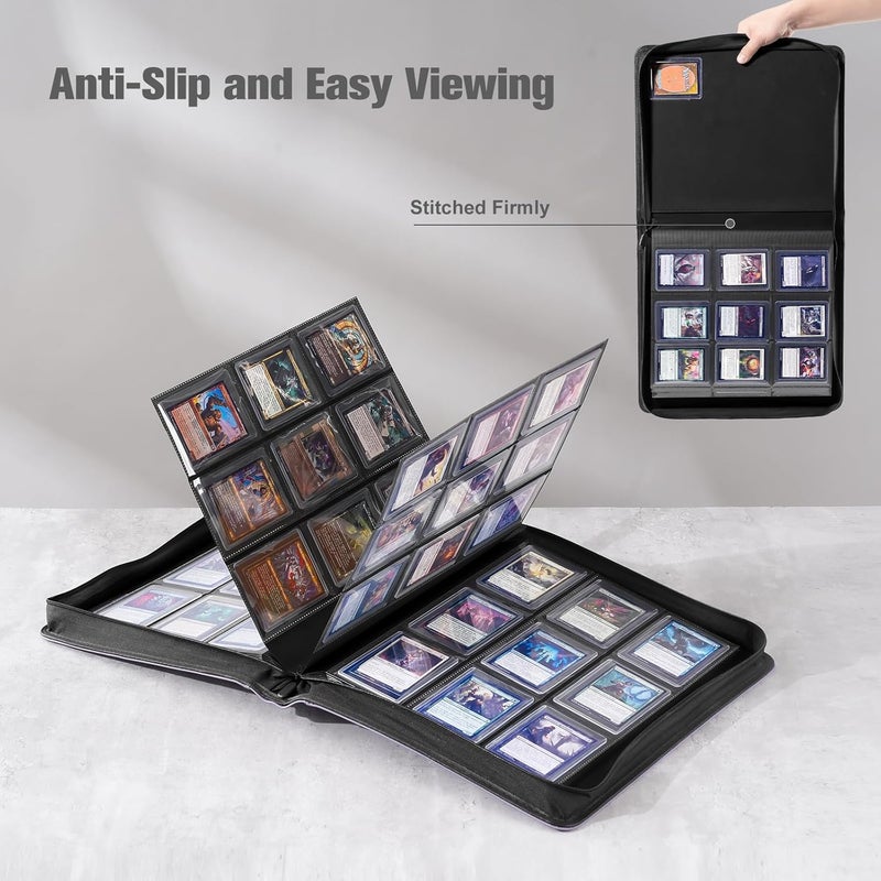 Procase Top Loader Binder, 9 Pocket Holds 324 Toploaders, Waterproof PU Leather with Non-PVC Pockets for Trading Cards or Sports Cards, Compatible with TCG, MTG in 3"x4" Toploader -Purple - Image 5